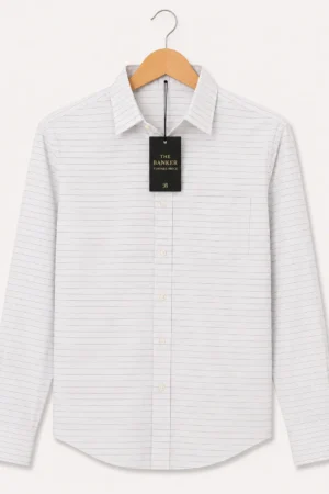 Chemise Marvelis Slim Fit Blanche Rayée Non-Iron - Taille 43 (L)