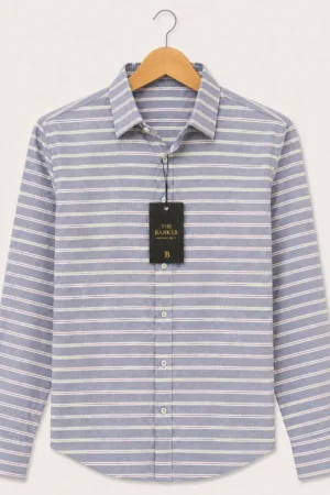 Chemise Castello Italienne Bleue Rayée Multicolore - Taille 43 (L)