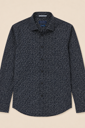 Chemise Zara Man Slim Fit Bleu Marine à Micro-Motif - Taille M