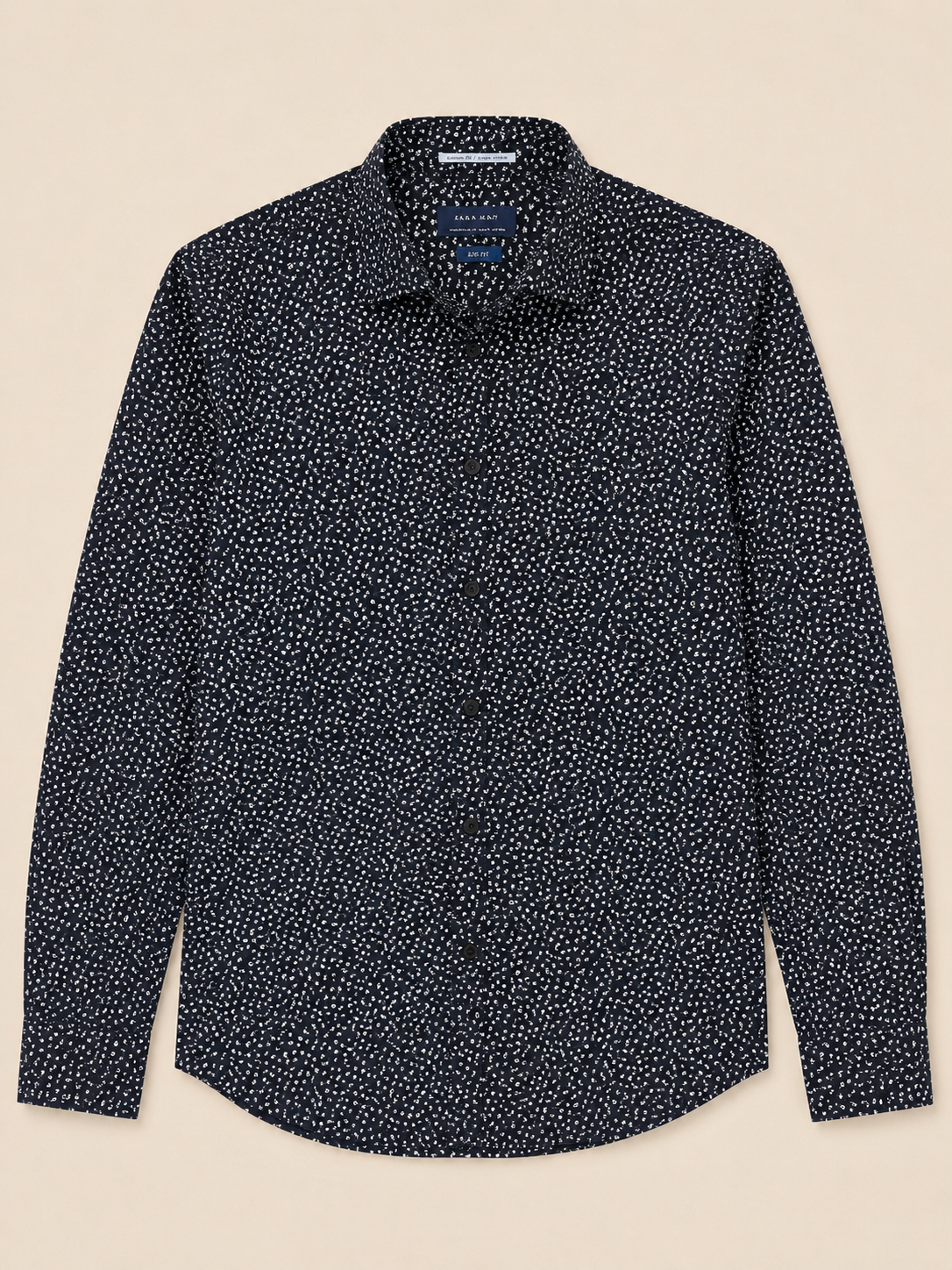 Chemise Zara Man Slim Fit Bleu Marine à Micro-Motif - Taille M