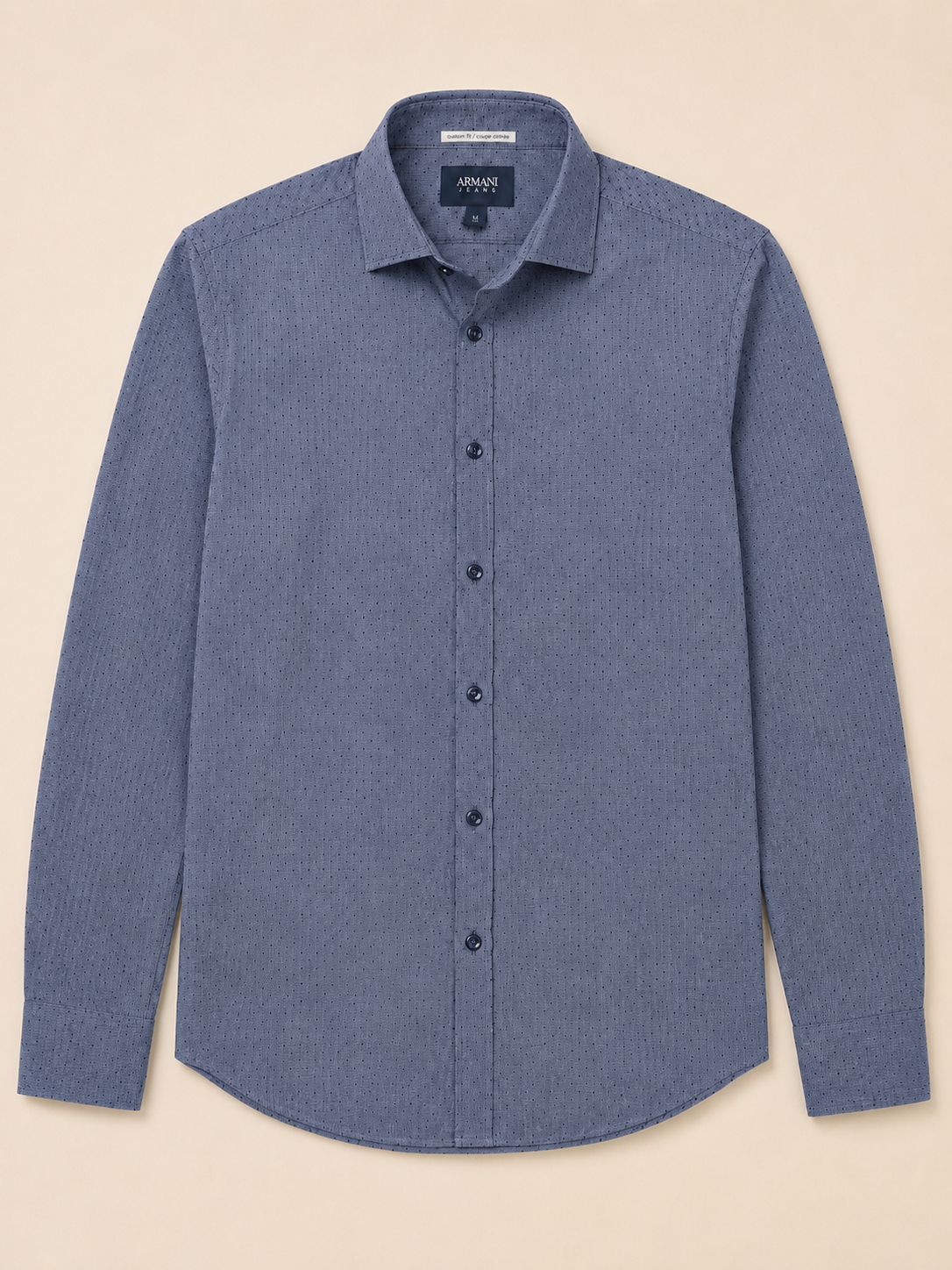 Chemise Armani Jeans Custom Fit Bleu à Micro-Pois - Taille M