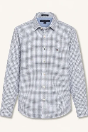 Chemise Tommy Hilfiger à Petits Carreaux Bleu/Blanc - Taille M