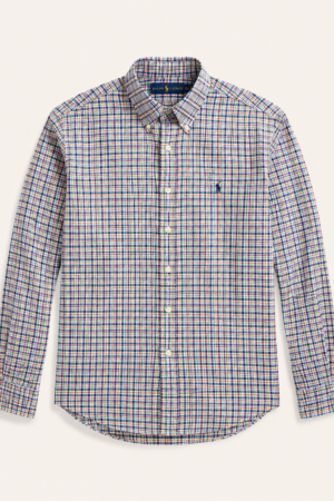 Chemise Polo Ralph Lauren à Petits Carreaux Bleu/Vert - Taille L