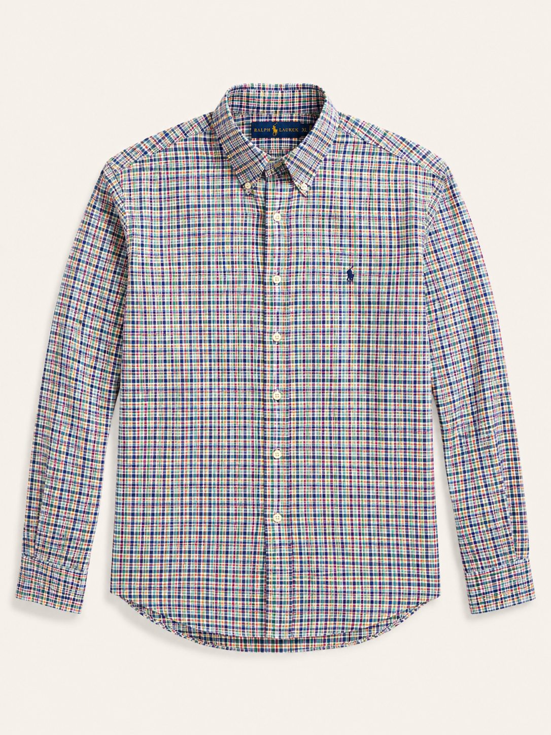 Chemise Polo Ralph Lauren à Petits Carreaux Bleu/Vert - Taille L