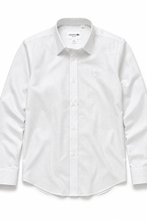 Chemise Lacoste Slim Fit Blanche Quadrillage - Taille 42 (L)