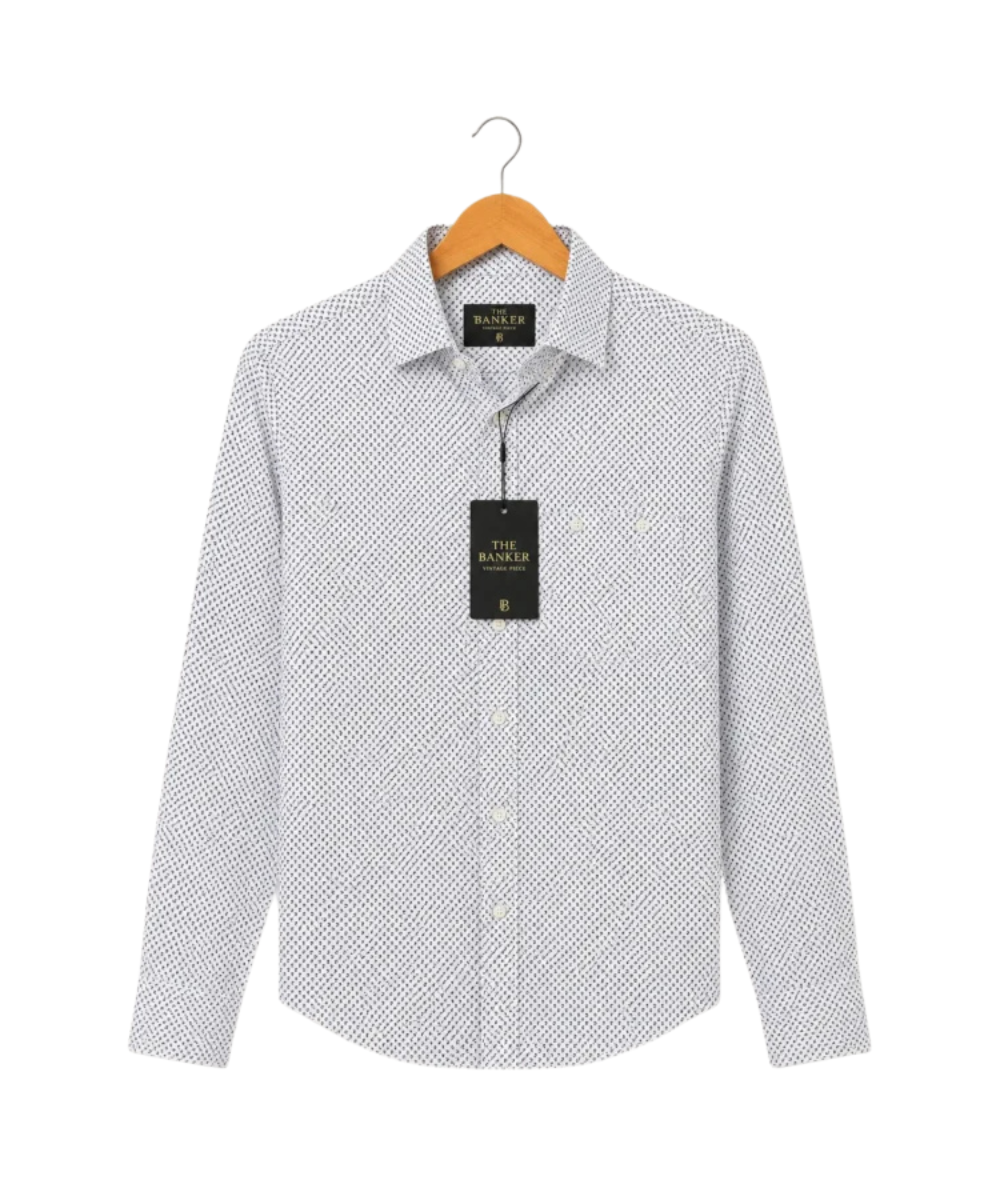 Chemise Seidensticker Slim Blanche Micro-Motif - Taille S (38)