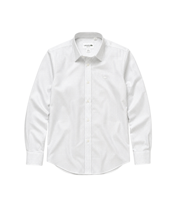 Chemise Lacoste Slim Fit Blanche Quadrillage - Taille 42 (L)