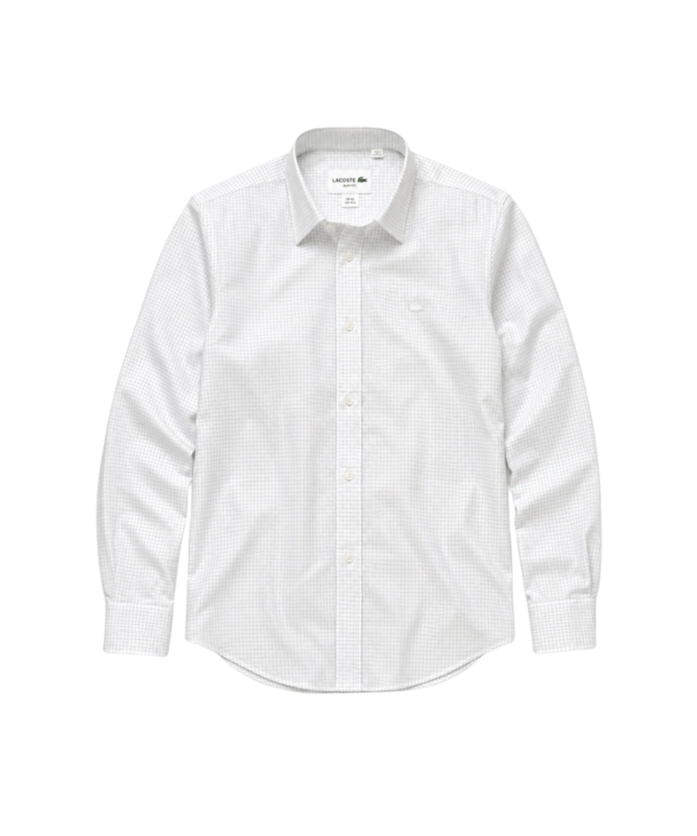 Chemise Lacoste Slim Fit Blanche Quadrillage - Taille 42 (L)