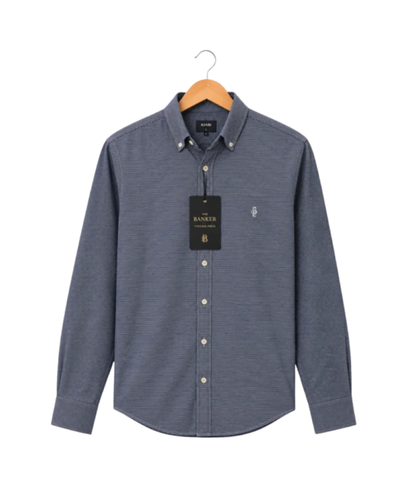 Chemise Kiğılı à Fines Rayures Bleu Marine - Taille 5X