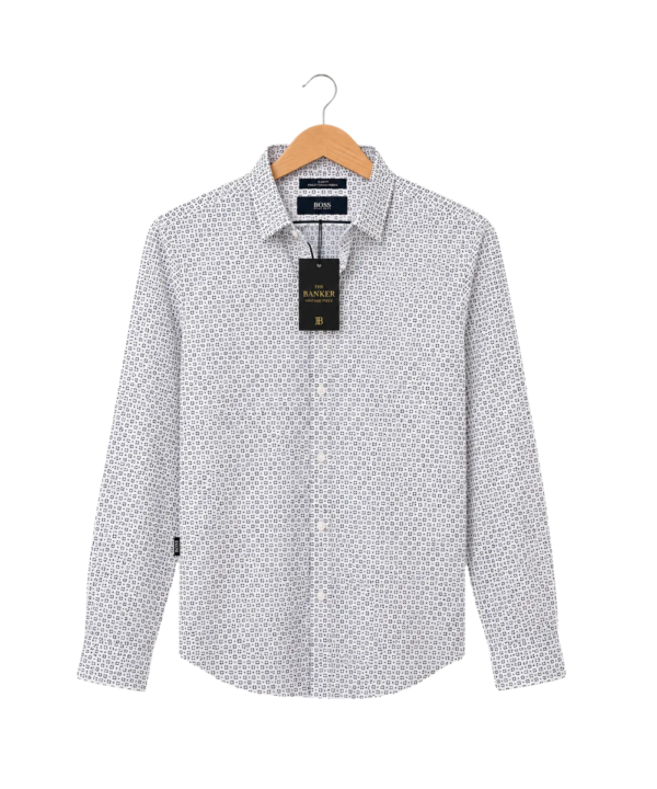 Chemise Hugo Boss Slim Fit Blanche Micro-Motif - Taille L