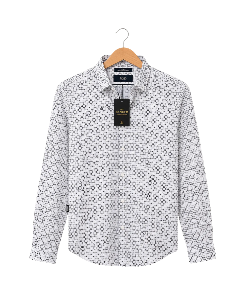 Chemise Hugo Boss Slim Fit Blanche Micro-Motif - Taille L