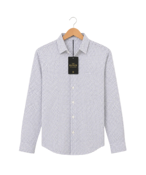 Chemise Blond Italienne Blanche Micro-Motif Bleu - Taille [À CONFIRMER]