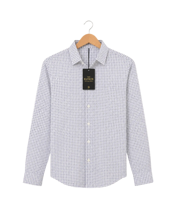 Chemise Blond Italienne Blanche Micro-Motif Bleu - Taille [À CONFIRMER]