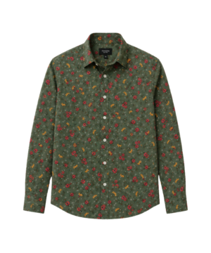 Chemise Tokuno Shima à Motif Floral Kaki - Taille M