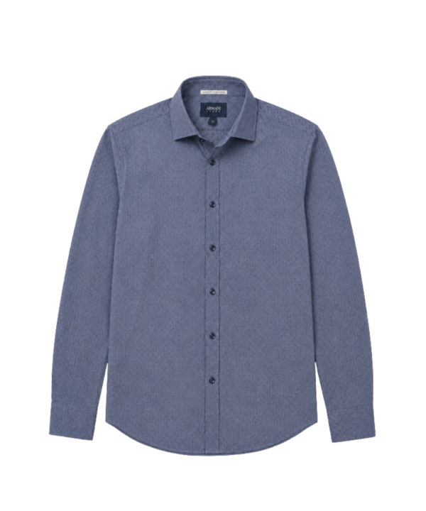 Chemise Armani Jeans Custom Fit Bleu à Micro-Pois - Taille M