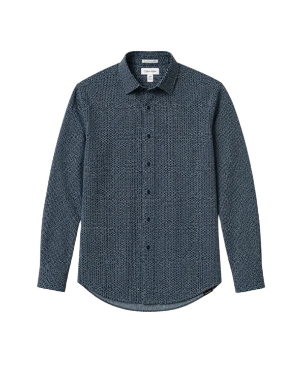 Chemise Calvin Klein Slim Fit Bleu Marine à Micro-Motif - Taille M